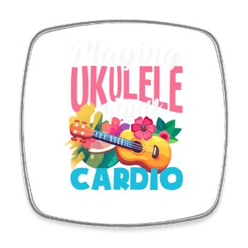 Playing Ukulele Is My Cardio Hawaii Musik Spruch - Viereckiger Kühlschrankmagnet - Weiß - Vorne