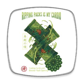 Ripping Packs Is My Cardio Trading Card Booster - Square fridge magnet - white - Front