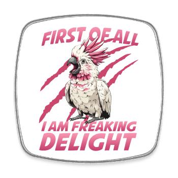 Australian Cockatoo Cockatoo Bird Holder Outfit - Square fridge magnet - white - Front