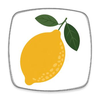 Lemon & Leaves Illustration - Square fridge magnet - white - Front