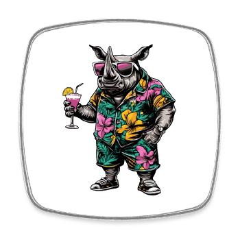 Rhino Comic Summer - Square fridge magnet - white - Front