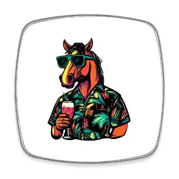 Pferd Comic Sommer - Viereckiger Kühlschrankmagnet - Weiß - Vorne