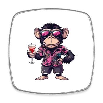 Gorilla Comic Sommer - Viereckiger Kühlschrankmagnet - Weiß - Vorne