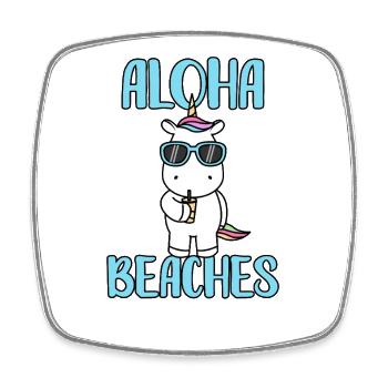 Vacances fraîches à la plage de la licorne plages d’été à Aloha - Magnet carré - blanc - Devant