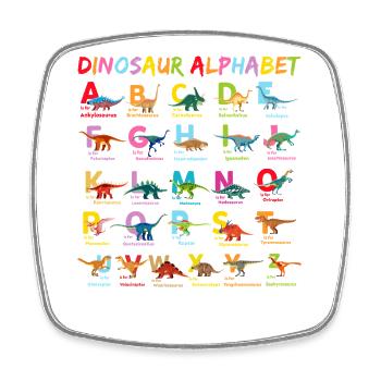 Alphabet Dinosaur Alphabet Child - Square fridge magnet - white - Front