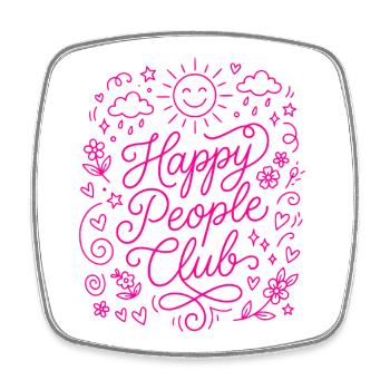 Happy People Club - Square fridge magnet - white - Front