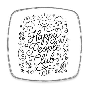 Happy People Club - Square fridge magnet - white - Front