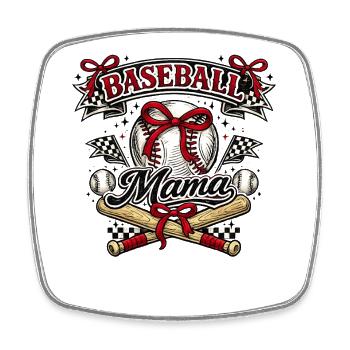 Maman Baseball : Cadeau Baseball Mama Rétro - Magnet carré - blanc - Devant
