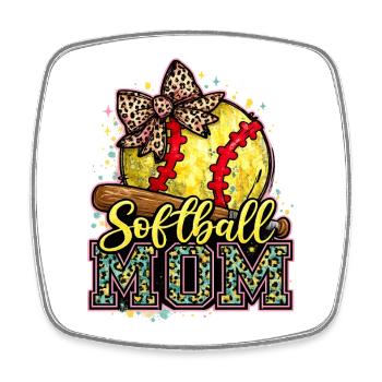 Softball-Mama: Trendige Mama-Softball-Geschenk - Viereckiger Kühlschrankmagnet - Weiß - Vorne