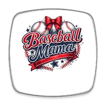 Maman Baseball : Cadeau Baseball Mama Rétro - Magnet carré - blanc - Devant