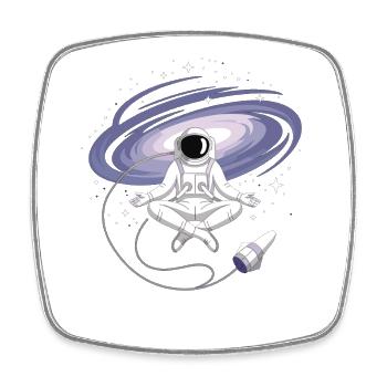 Astronaut Yoga T-Shirt – Weltraum Meditation - Viereckiger Kühlschrankmagnet - Weiß - Vorne
