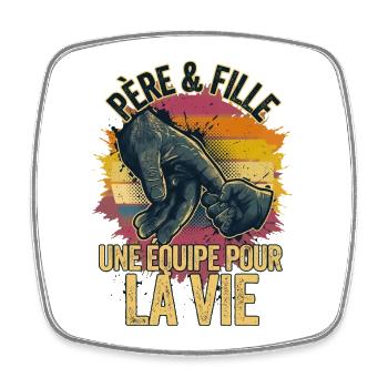 Père et Fille Équipe Pour La Vie Grunge - Magnet carré - blanc - Devant