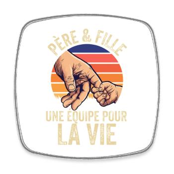 Père et Fille Équipe Pour La Vie Rétro - Magnet carré - blanc - Devant