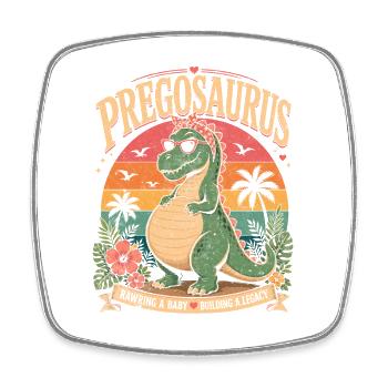 Funny Pregnant Dino Pregosaurus - Square fridge magnet - white - Front