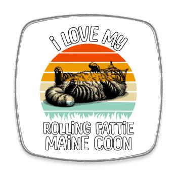 Lustige Maine Coon - Viereckiger Kühlschrankmagnet - Weiß - Vorne