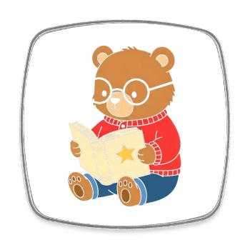 Little bear reads star book - Square fridge magnet - white - Front