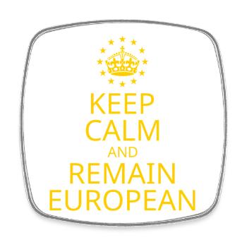 Modern Yellow Blue Keep Calm Crown Europe Vector - Square fridge magnet - white - Front