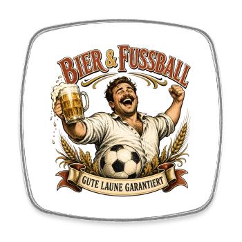 Bier & Fußball Jubler - Viereckiger Kühlschrankmagnet - Weiß - Vorne