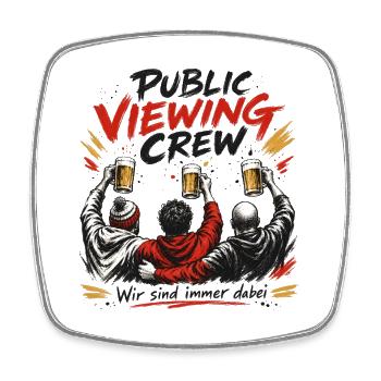 Public Viewing Crew – Bierfreunde - Viereckiger Kühlschrankmagnet - Weiß - Vorne