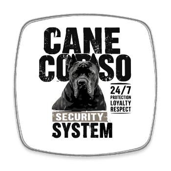 Cane Corso Security System 24 7 Protection - Square fridge magnet - white - Front