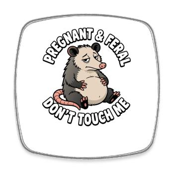 Un opossum enceinte et sauvage du genre « ne me touche pas » – - Magnet carré - blanc - Devant