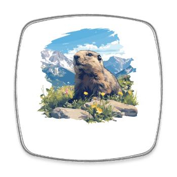 Murmeltiere Murmeltier - Viereckiger Kühlschrankmagnet - Weiß - Vorne