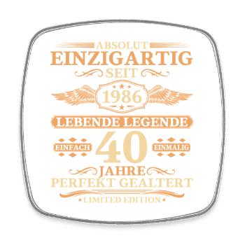 Einzigartig seit 1986 Jahrgang - 40. Geburtstag - Viereckiger Kühlschrankmagnet - Weiß - Vorne