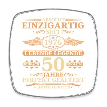 Einzigartig seit 1976 Jahrgang - 50. Geburtstag - Viereckiger Kühlschrankmagnet - Weiß - Vorne