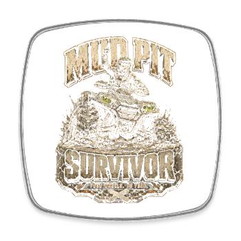 ATV Quad Driving Quad Driver Mud Pit Survivor - Square fridge magnet - white - Front