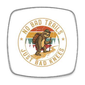 No Bad Trails Sloth Hiking Tee - Viereckiger Kühlschrankmagnet - Weiß - Vorne