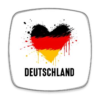 Deutschland Herz Fußball Fanartikel - Viereckiger Kühlschrankmagnet - Weiß - Vorne
