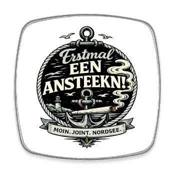 Plattdeutsch Kiffer Humor Nordsee Moin Spruch - Viereckiger Kühlschrankmagnet - Weiß - Vorne