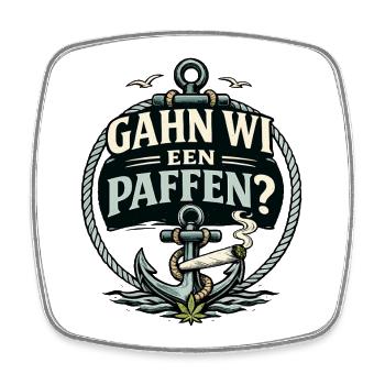 Plattdeutsch Kiffer Humor Nordsee Moin Spruch - Viereckiger Kühlschrankmagnet - Weiß - Vorne