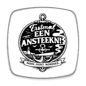 Plattdeutsch Kiffer Humor Nordsee Moin Spruch - Viereckiger Kühlschrankmagnet - Weiß - Vorne