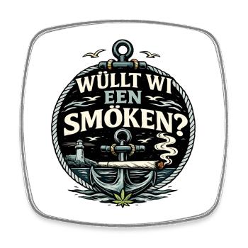 Plattdeutsch Kiffer Humor Nordsee Moin Spruch - Viereckiger Kühlschrankmagnet - Weiß - Vorne