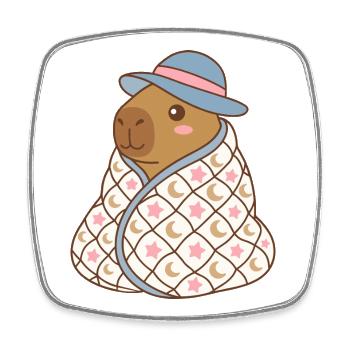 Cozy Moonstar Capibara in Starry Qulit Cape - Square fridge magnet - white - Front