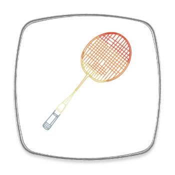 Badminton Racket Sketch - Square fridge magnet - white - Front