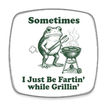 Frosch Grill: Fartin' Fun - Square fridge magnet - white - Front