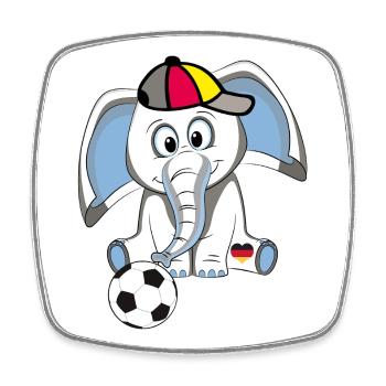 Elefant mit Fußball  - Viereckiger Kühlschrankmagnet - Weiß - Vorne