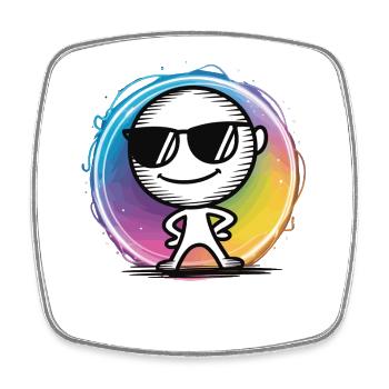 Cool T-Shirt with Sunglasses - Pop Art Gift - Square fridge magnet - white - Front