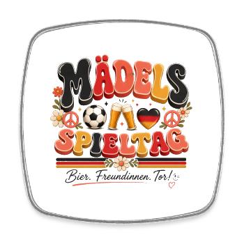 Mädels Spieltag – Bier & Fußball - Viereckiger Kühlschrankmagnet - Weiß - Vorne