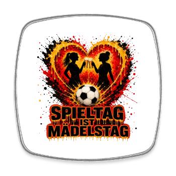 Spieltag Mädeltag Herzball Toast - Viereckiger Kühlschrankmagnet - Weiß - Vorne