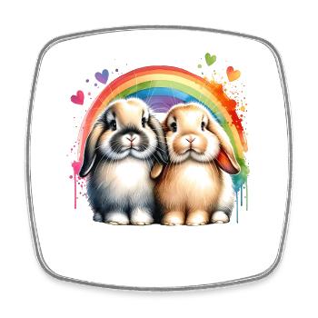 Don du Lapin Bélier Nain - Magnet carré - blanc - Devant