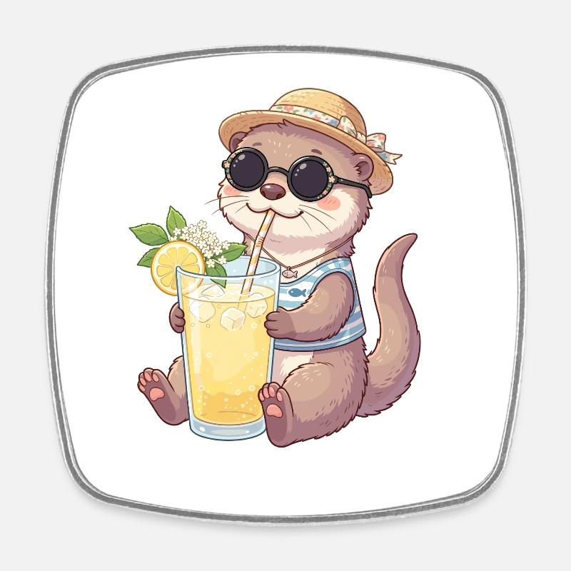 Ambiance limonade de loutre d’été - Magnet carré - blanc