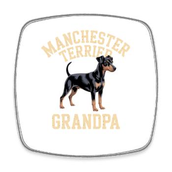 Manchester Terrier Grandpa Gift - Square fridge magnet - white - Front