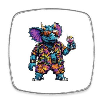 Été de bandes dessinées Dinosaur Triceratops - Magnet carré - blanc - Devant