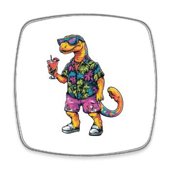 Dinosaur brontosaurus Comic Summer - Square fridge magnet - white - Front