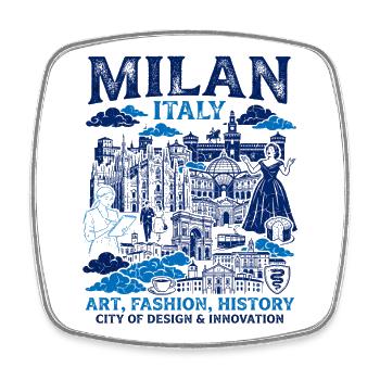 Milan Italy Landmark Skyline Illustration Two Tone - Viereckiger Kühlschrankmagnet - Weiß - Vorne
