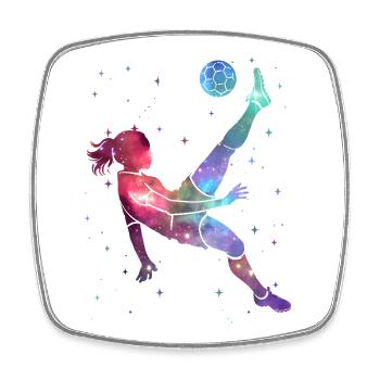 Fußball Fußballerin Weltraum Damen Fußballspieler - Viereckiger Kühlschrankmagnet - Weiß - Vorne