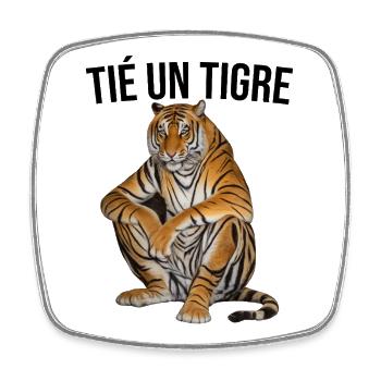 T shirt drôle Tié un tigre - Magnet carré - blanc - Devant